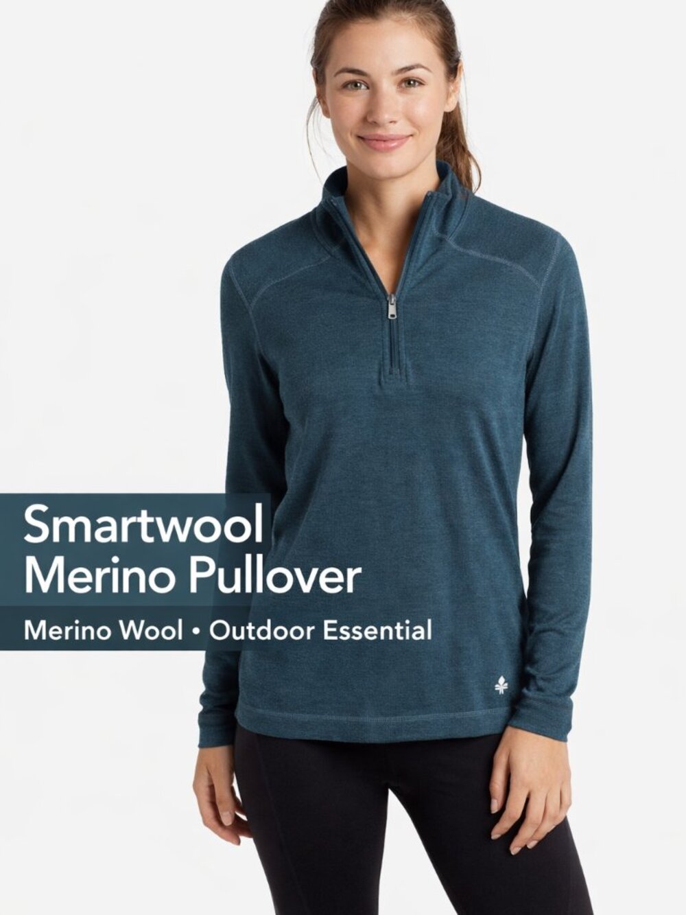 Smartwool Merino Wool 1/4 Zip Pullover Layer Teal Long Sleeve Athletic Top Sz M